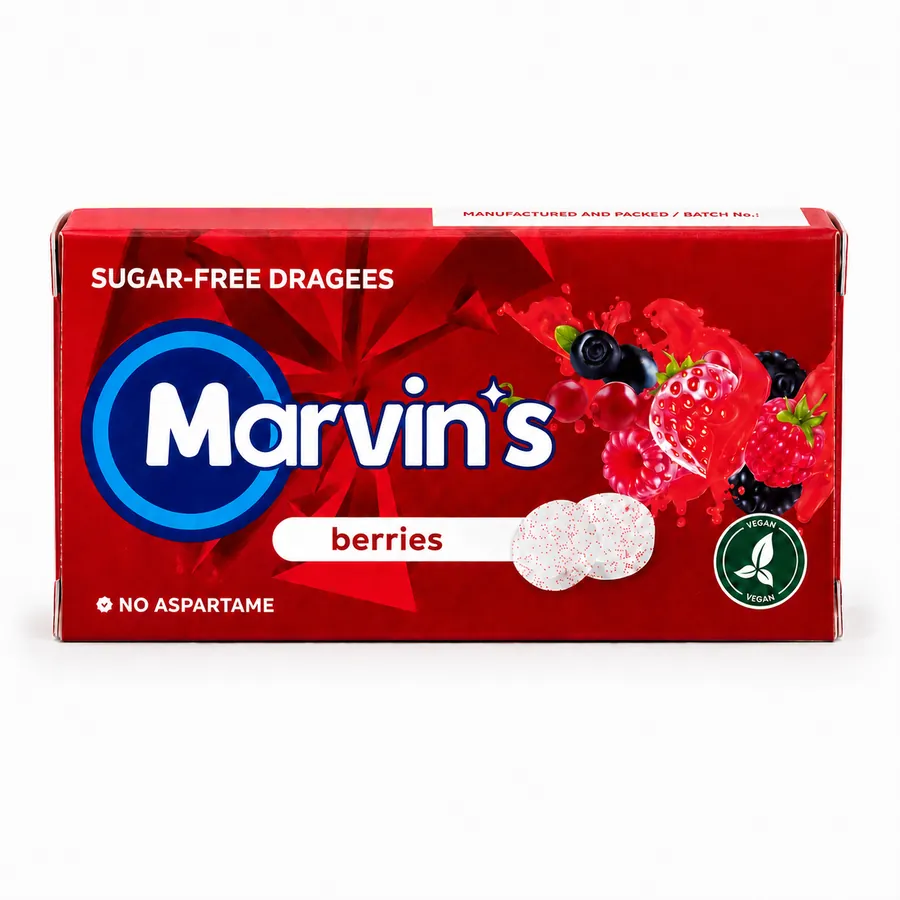 Sugar-free pressed mints with a mixed berry flavour