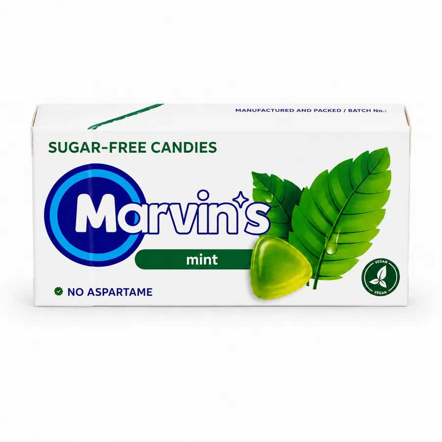 Sugar-free hard candy drops with a refreshing mint flavour